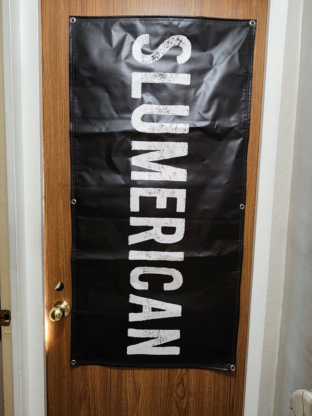 SLUMERICAN Black Vertical Vinyl Wall Banner